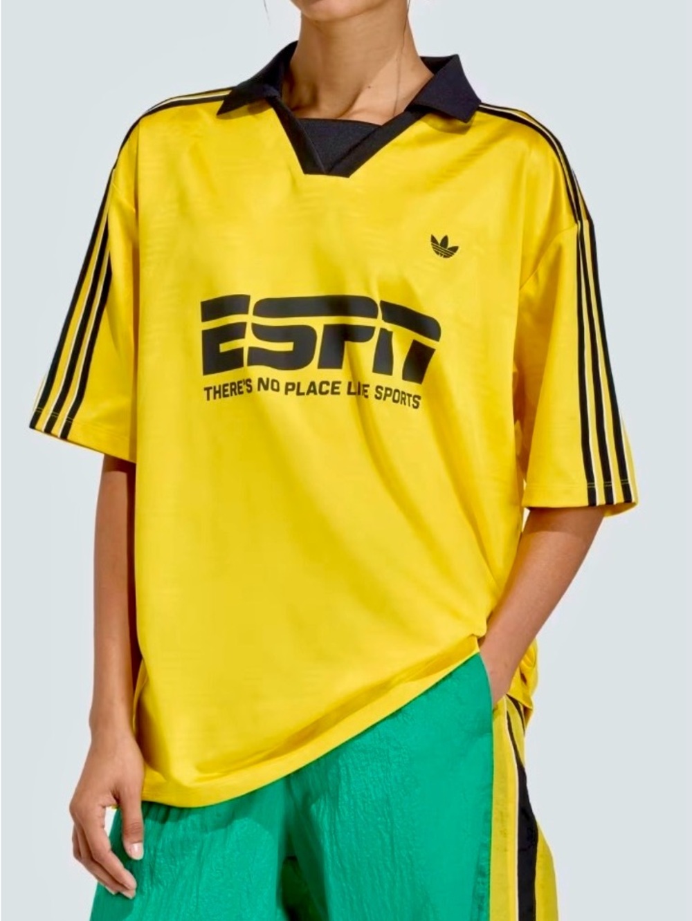 adidas FOOTBALL JERSEY SPONSOR Yellow and Black ESPN Graphic Soccer Jersey